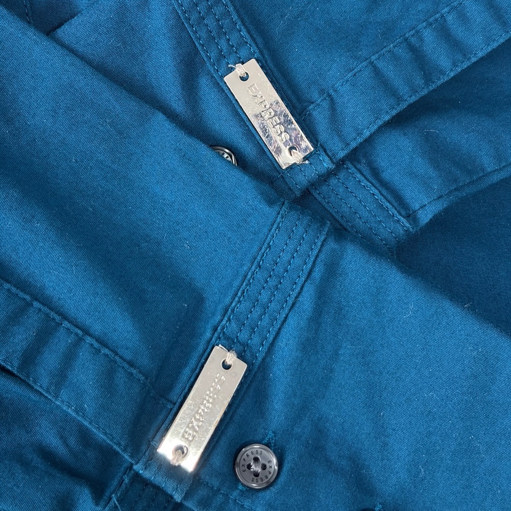 Express Teal Collared Button Down Dress Shirt (Si… - image 4